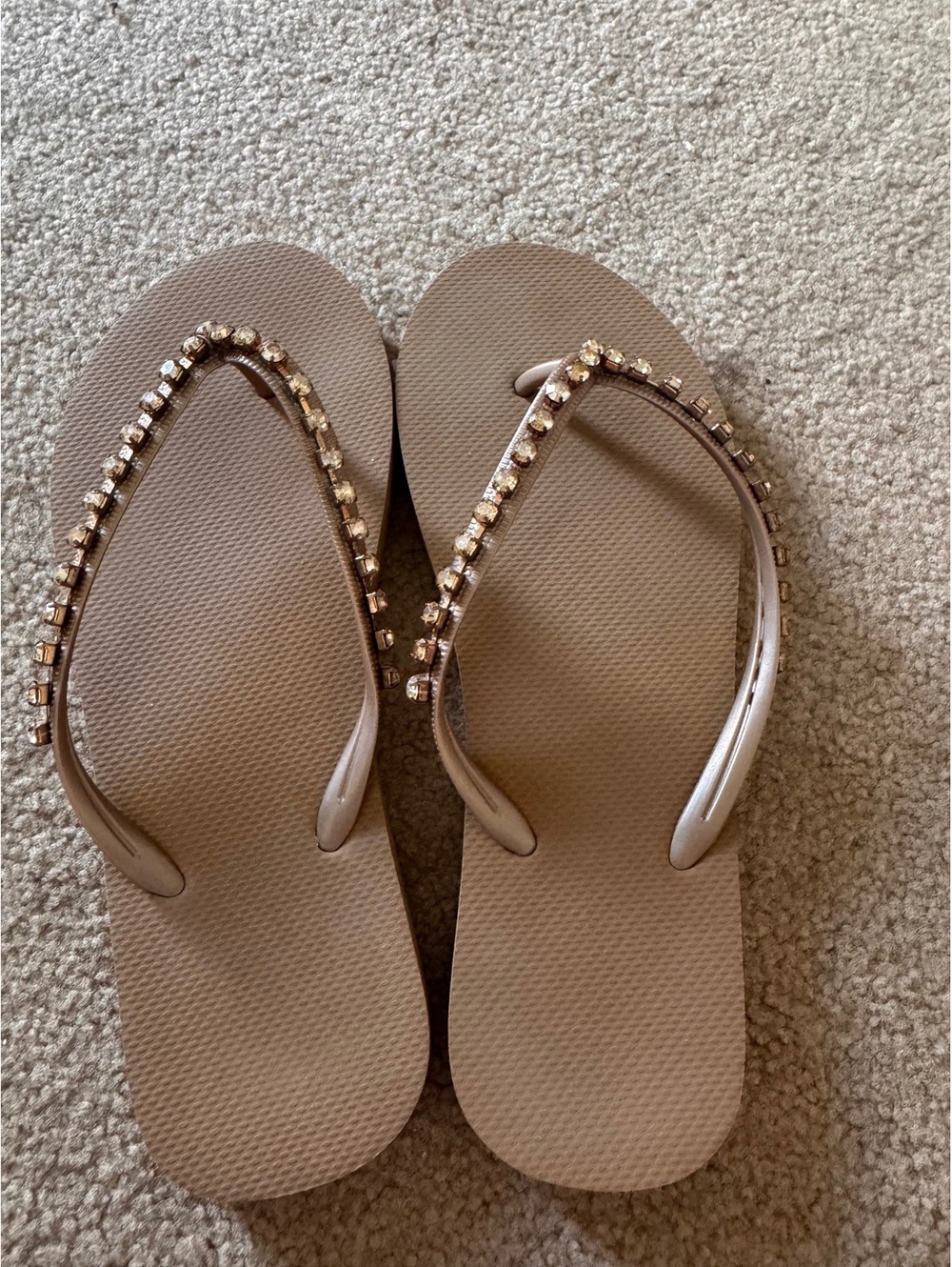 Rhinestone brown flip flops size 8